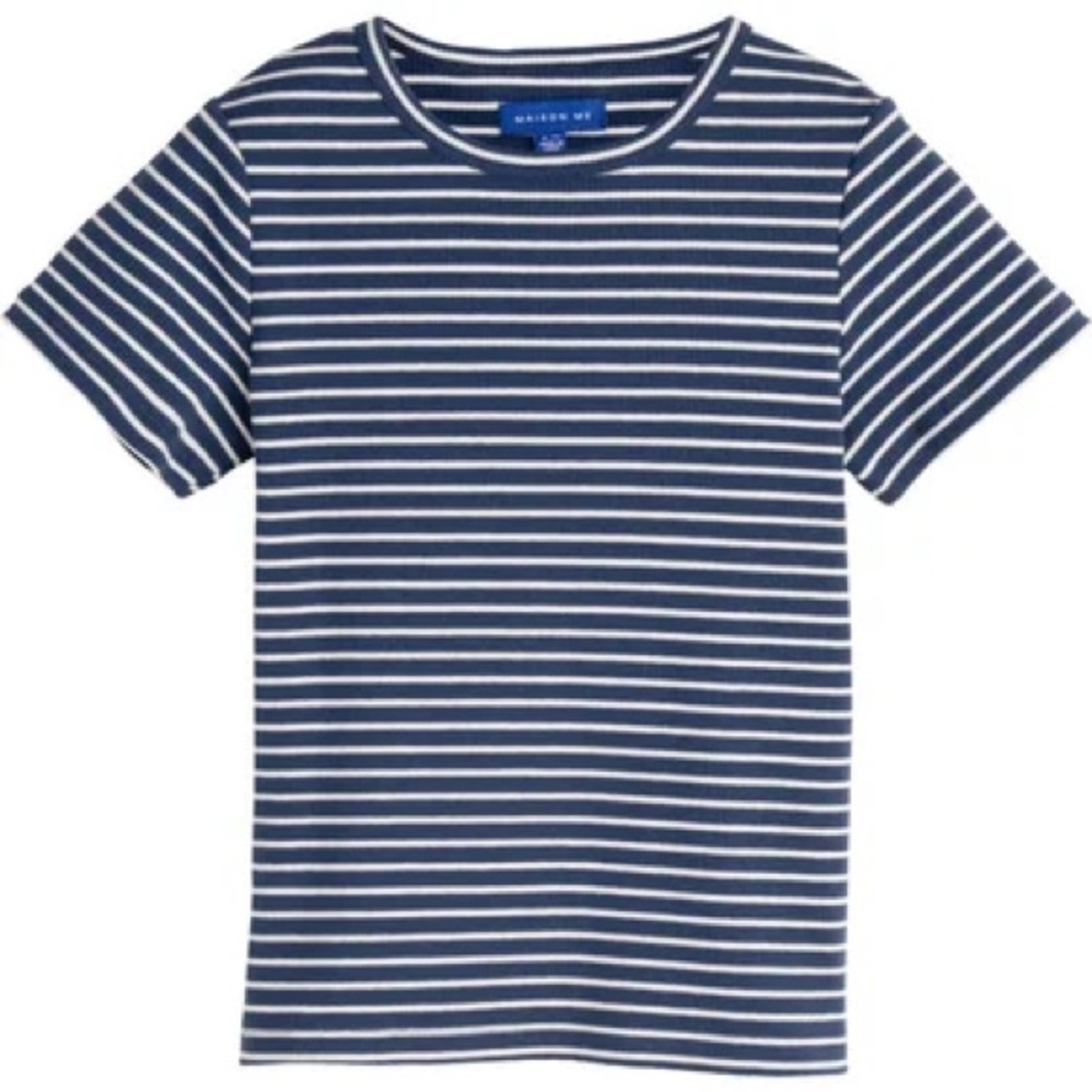Maisonette Rain Short Sleeved Ribbed Tee by Maison Me 2T